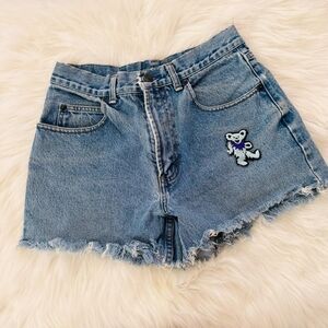 Gap High Waist Denim Shorts with Greatful Dead Patch.